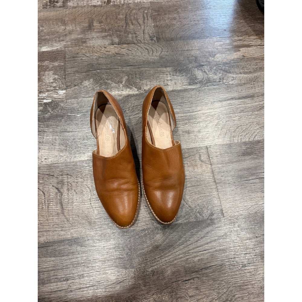 Madewell Womens English Saddle Leather D'Orsay Block Heel Shooties Size 6